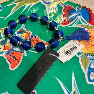 J. Crew Royal Blue Beaded Bracelet with Gold Accents ex